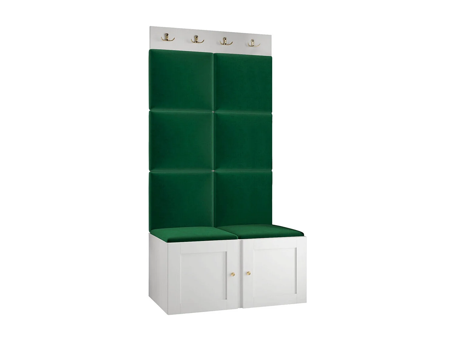 Meuble d'entrée Hartford 375, 186x84x46cm, Vert|Blanc, Stratifié|Tissu|MDF