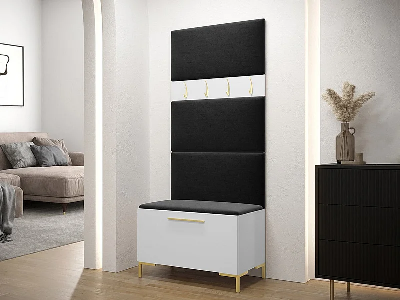 Meuble d'entrée Tivsoa 102, 196x84x46cm, Blanc, Stratifié|Tissu, Murale|À poser