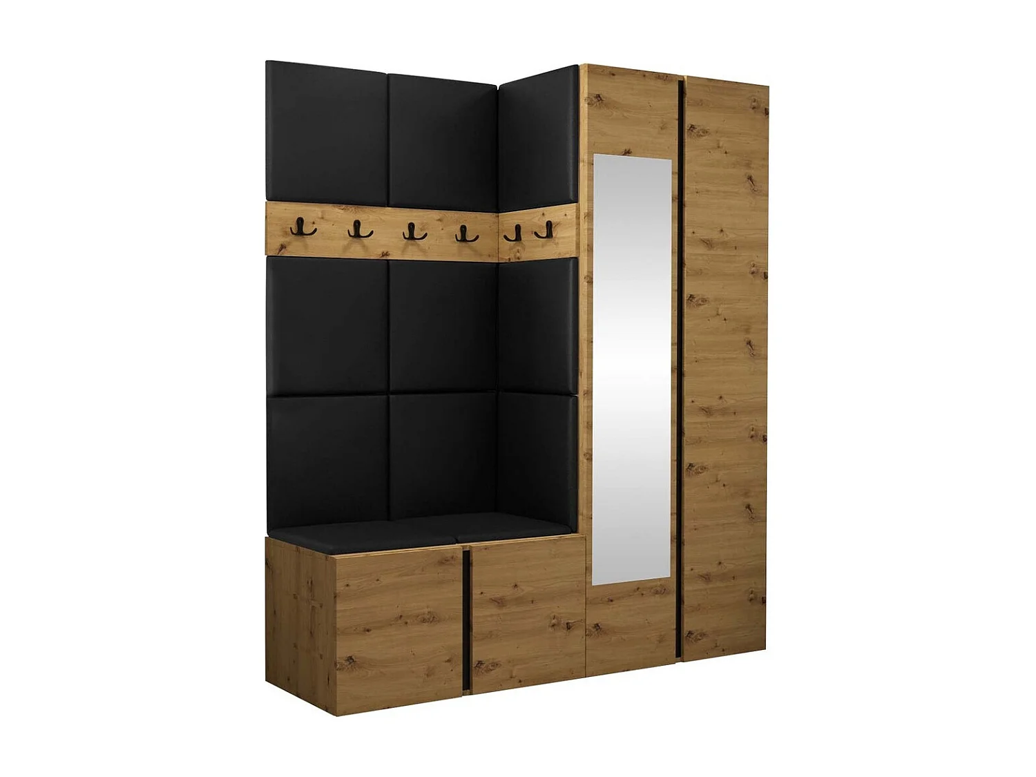 Meuble d'entrée Hartford 278, 186x158x46cm, Disponible, Chêne Artisan, À poser|Murale