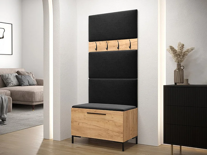 Meuble d'entrée Tivsoa 102, 196x84x46cm, Craft chêne, Stratifié|Tissu, Murale|À poser