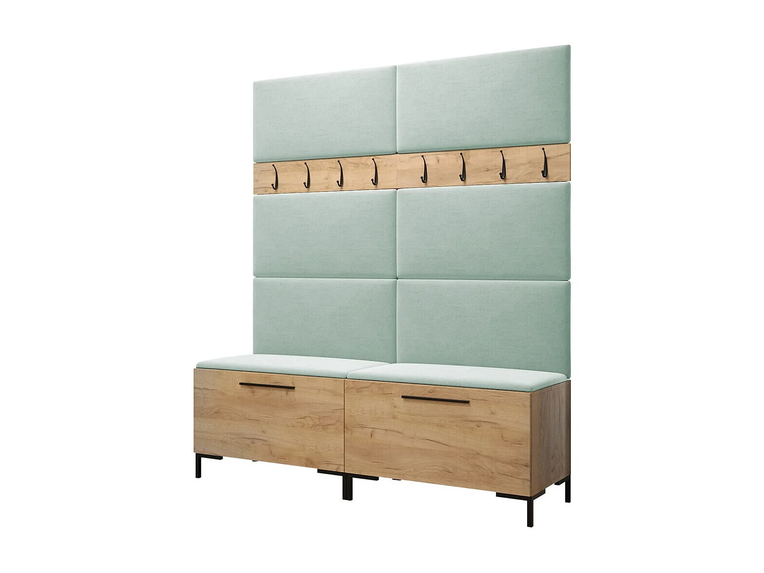 Meuble d'entrée Tivsoa 101, 196x168x46cm, Craft chêne, Tissu|Stratifié, Murale|À poser