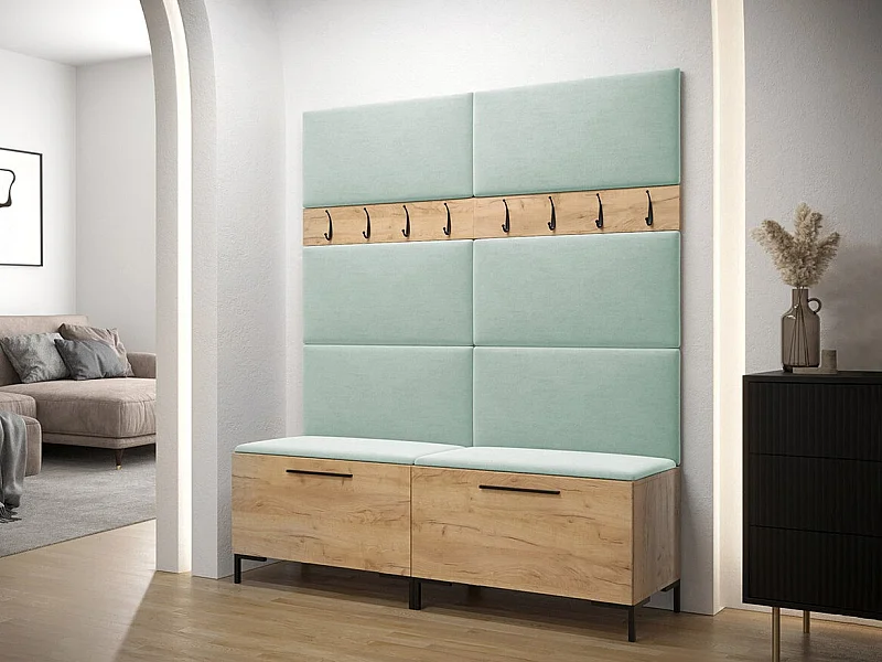 Meuble d'entrée Tivsoa 101, 196x168x46cm, Craft chêne, Tissu|Stratifié, Murale|À poser