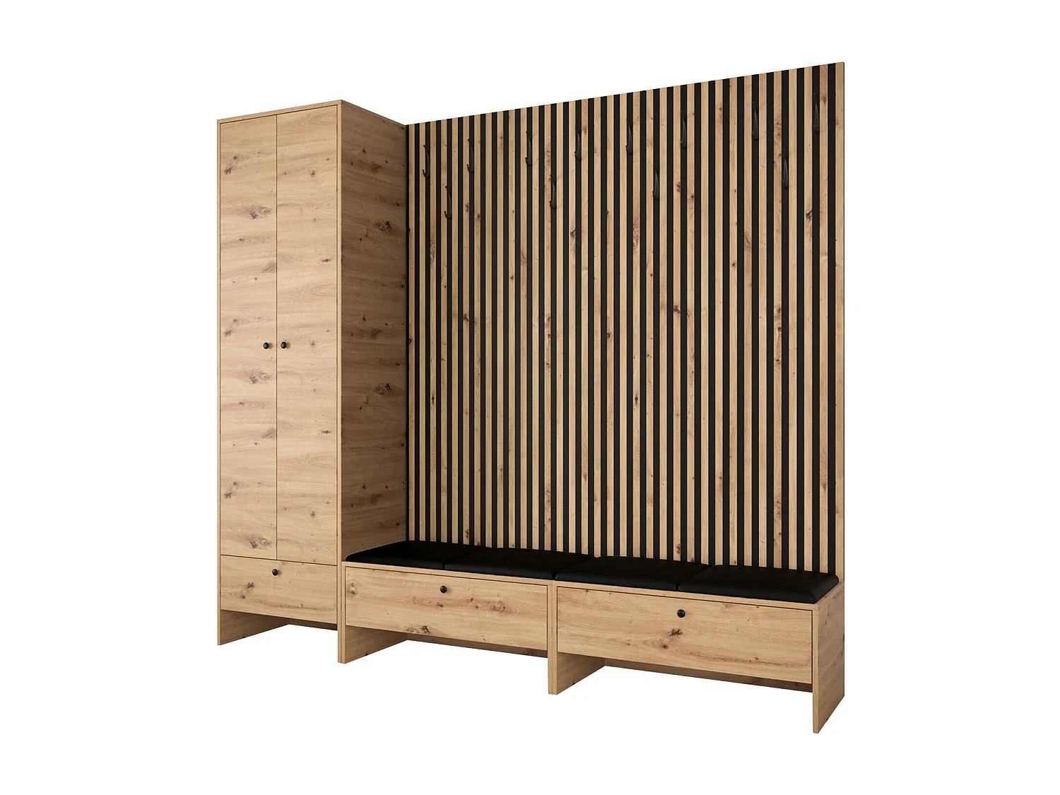 Meuble d'entrée Hartford 484, 206x230x44cm, Faux cuir|Stratifié, À poser