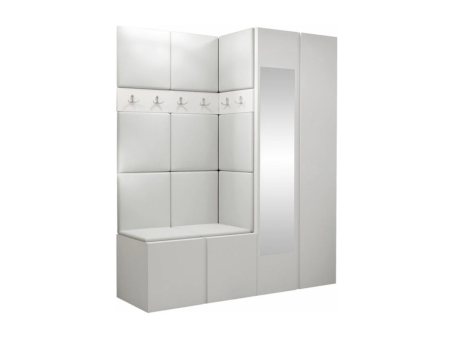Meuble d'entrée Hartford 278, 186x158x46cm, Disponible, Blanc, Faux cuir|Stratifié