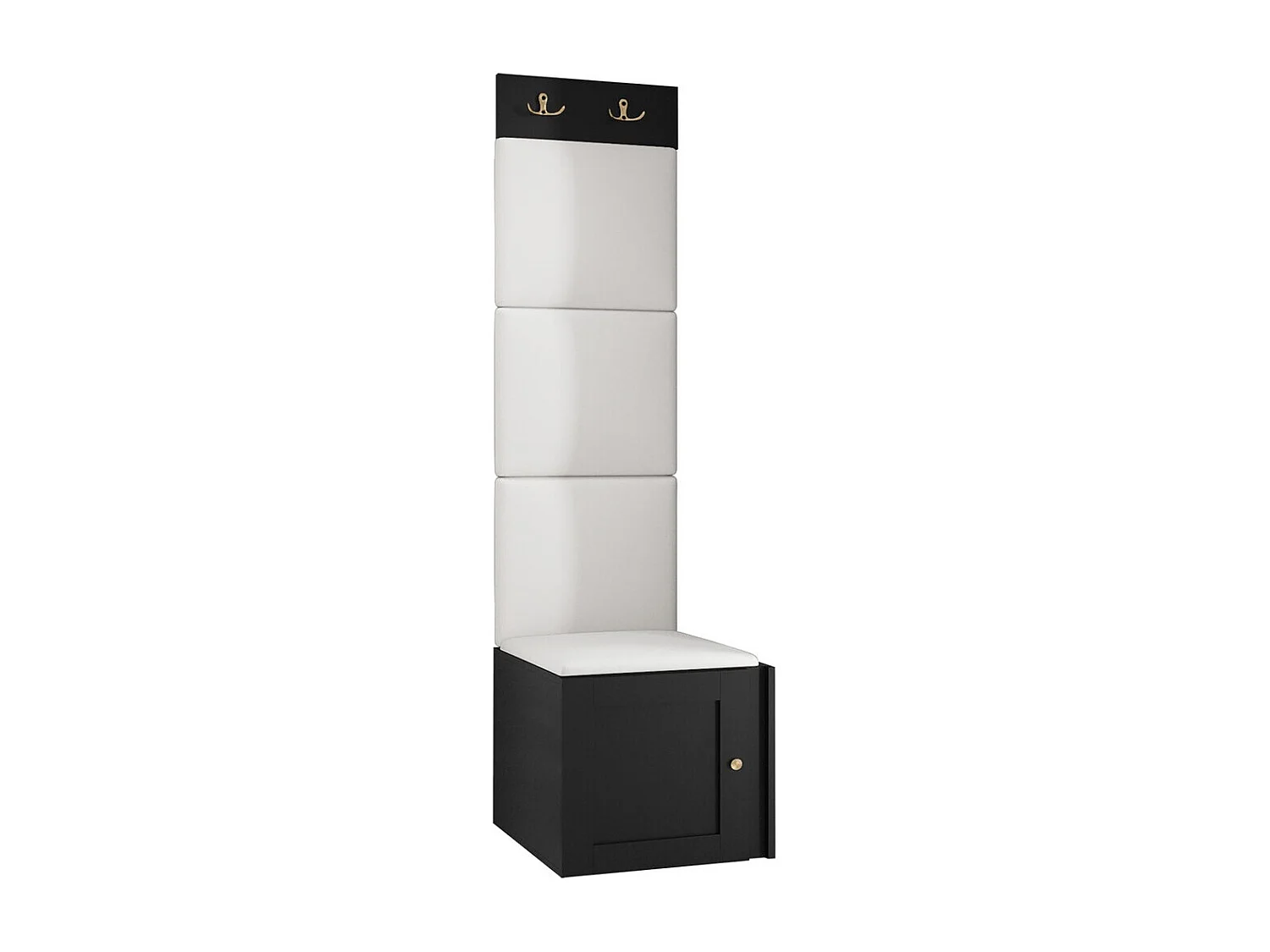 Meuble d'entrée Hartford 378, 186x42x46cm, Blanc|Noir, Stratifié|Faux cuir|MDF