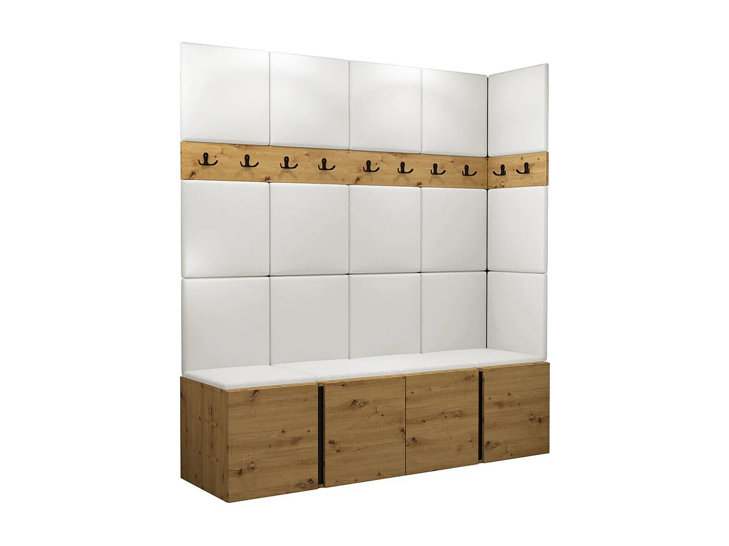 Meuble d'entrée Hartford 265, 186x168x46cm, Chêne Artisan, Stratifié|Faux cuir