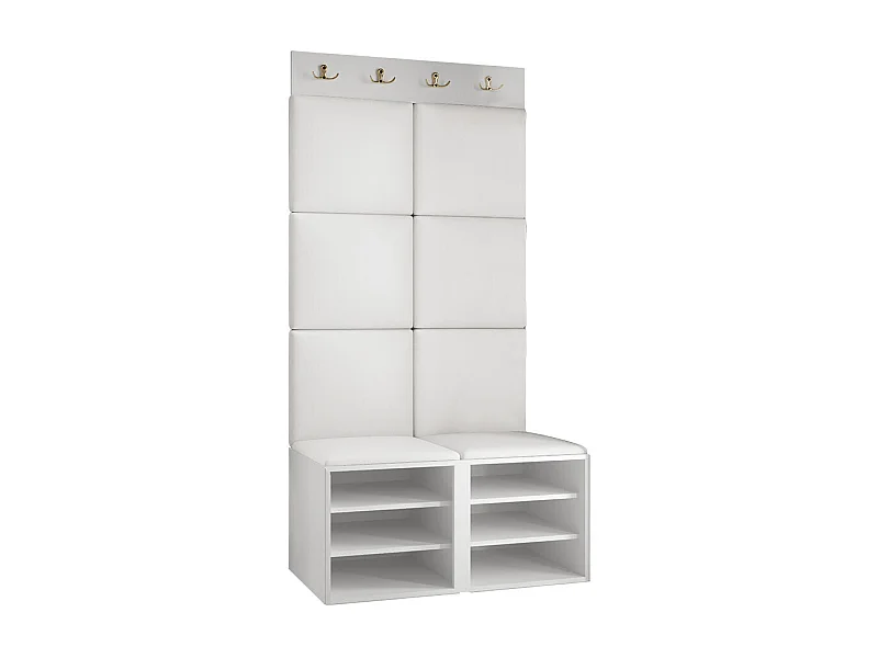 Meuble d'entrée Hartford 383, 186x84x46cm, Brun clair|Blanc, MDF|Stratifié|Tissu