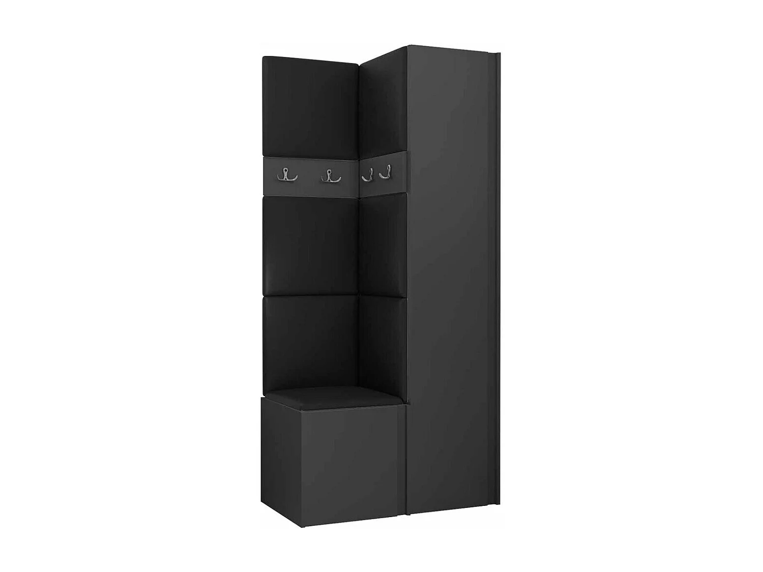 Meuble d'entrée Hartford 348, 186x82x44cm, Graphite, Faux cuir|Stratifié, À poser|Murale