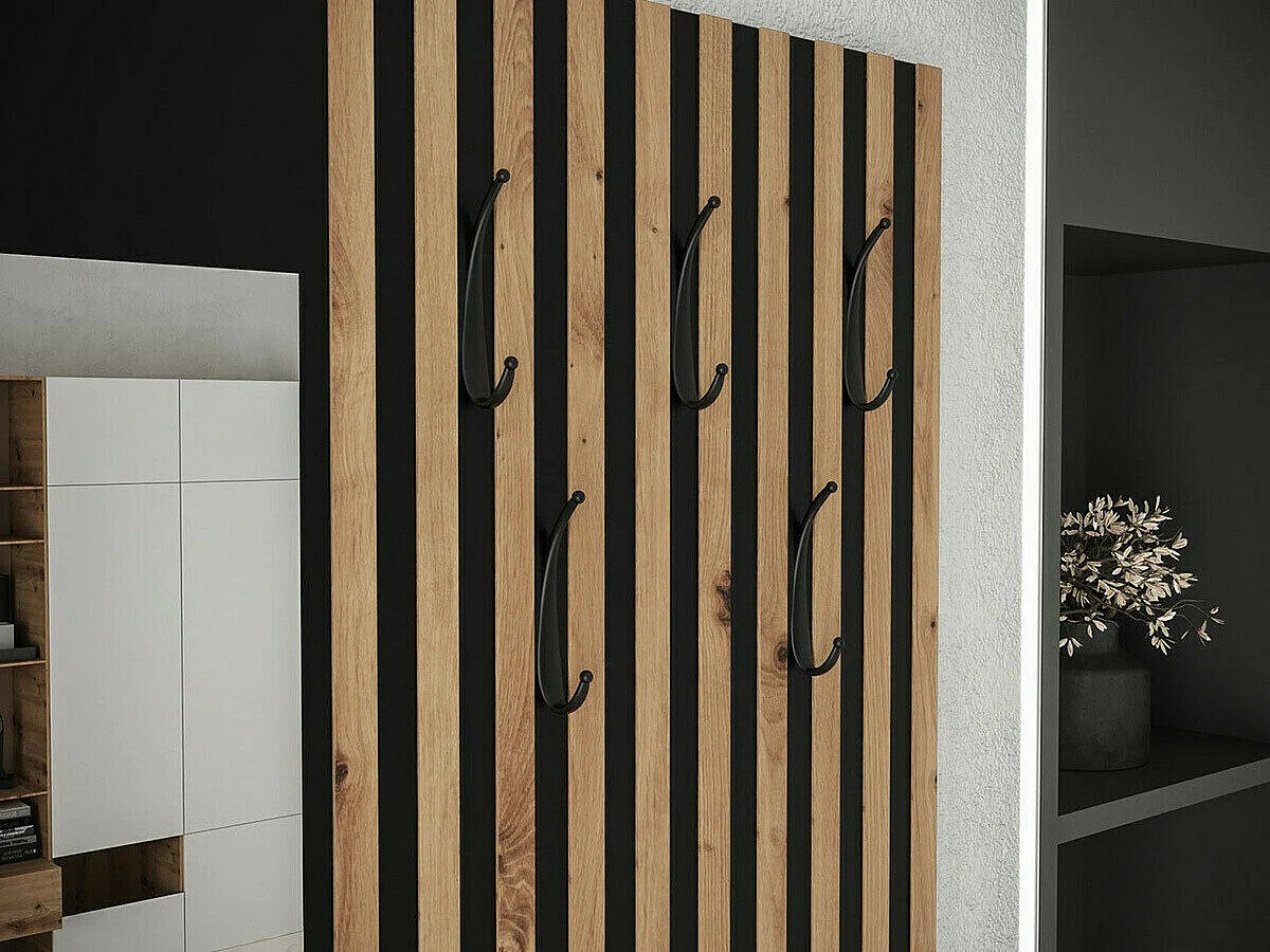 Meuble d'entrée Hartford 322, 205x172x42cm, Disponible, Chêne Artisan|Noir, À poser