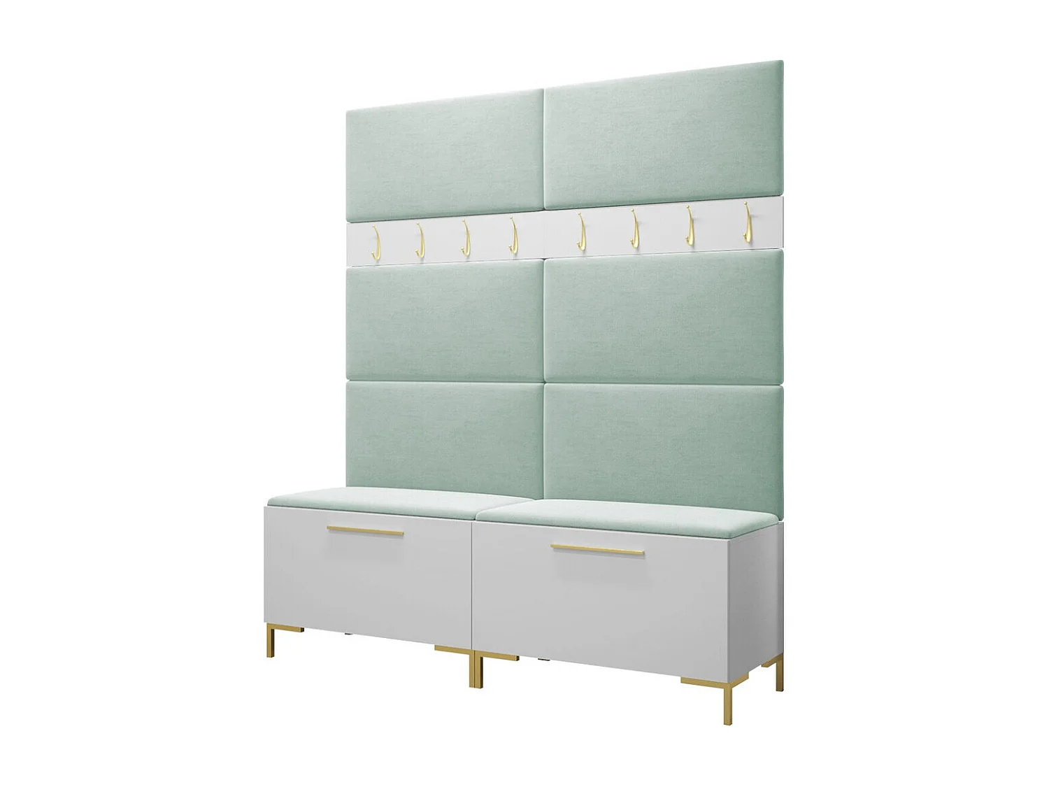 Meuble d'entrée Tivsoa 101, 196x168x46cm, Blanc, Stratifié|Tissu, Murale|À poser