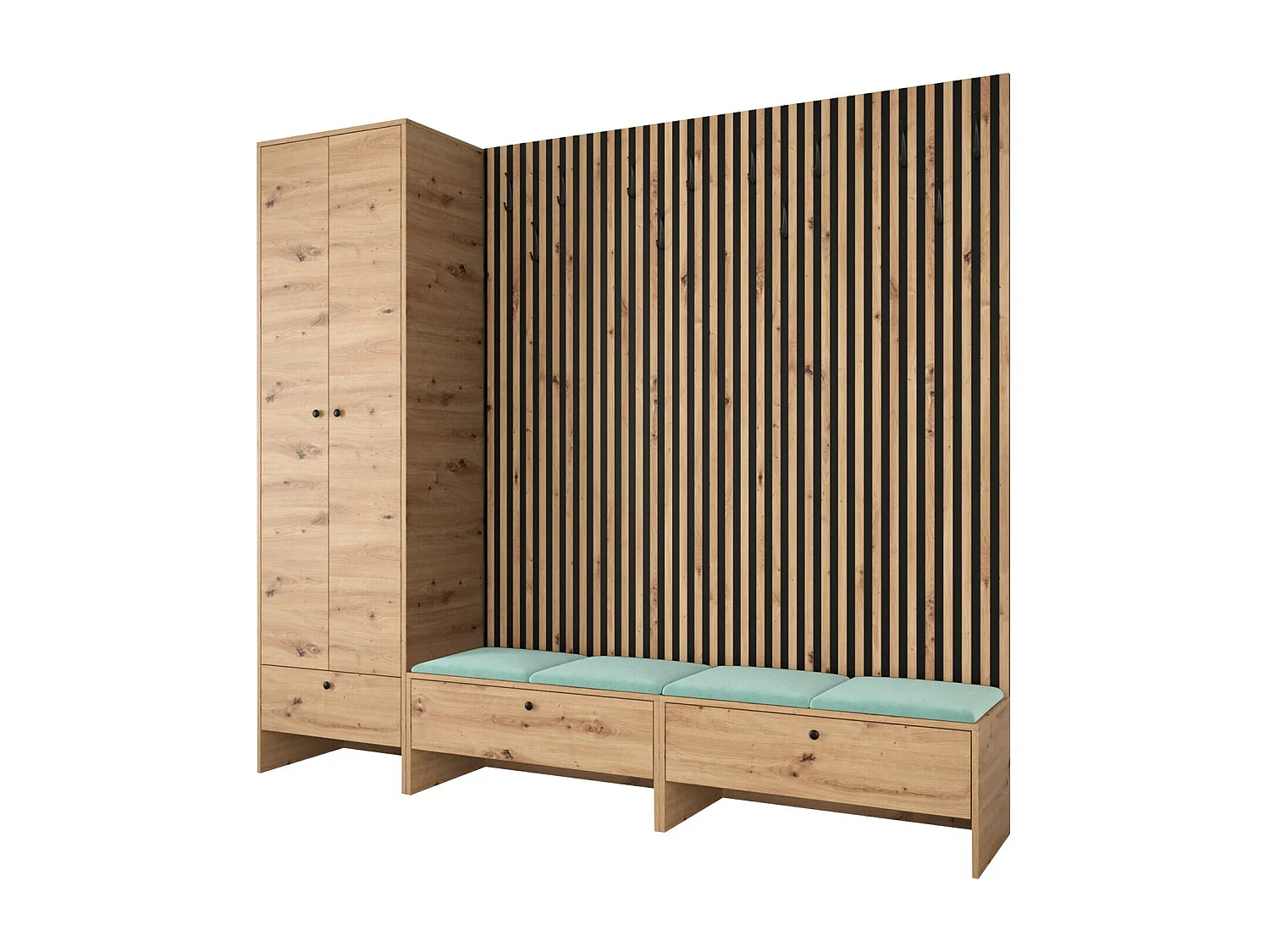 Meuble d'entrée Hartford 484, 206x230x44cm, Stratifié|Tissu, À poser