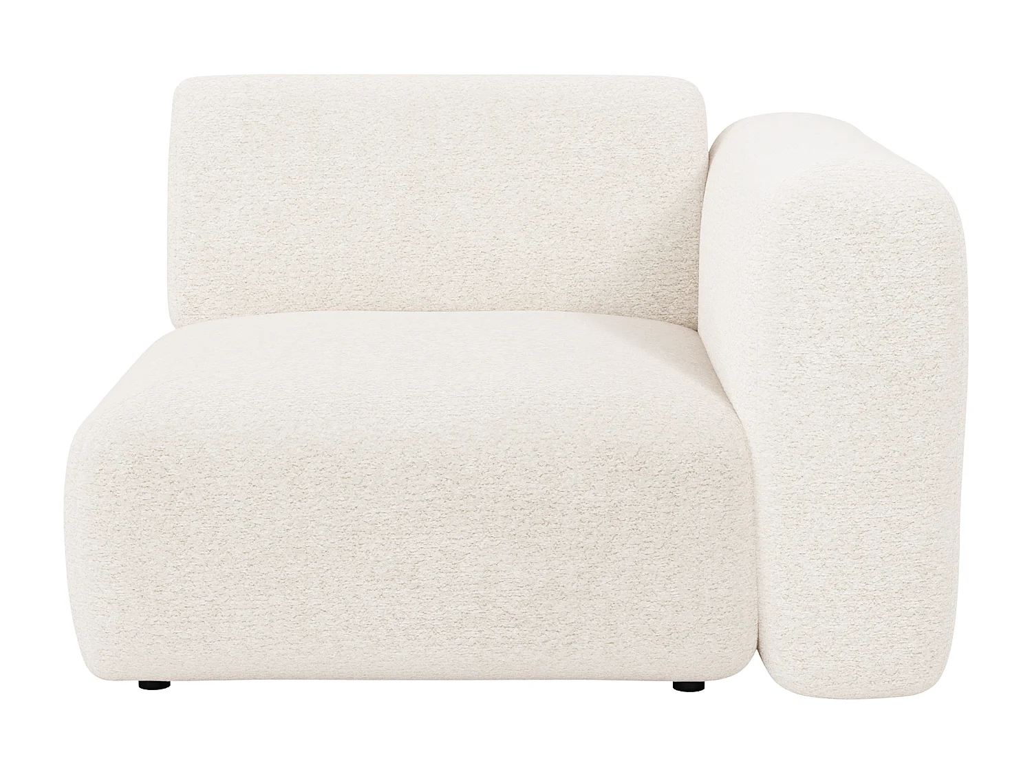 Module fauteuil d'angle droit en tissu bouclette blanc POGNI de Maison Céphy