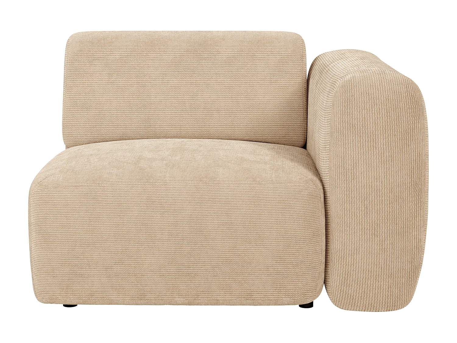 Module fauteuil d'angle droit en velours côtelé fines côtes beige POGNI de Maison Céphy
