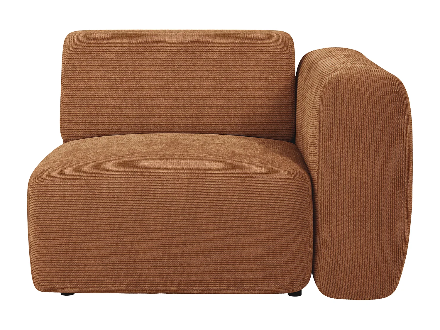 Module fauteuil d'angle droit en velours côtelé fines côtes terracotta POGNI de Maison Céphy