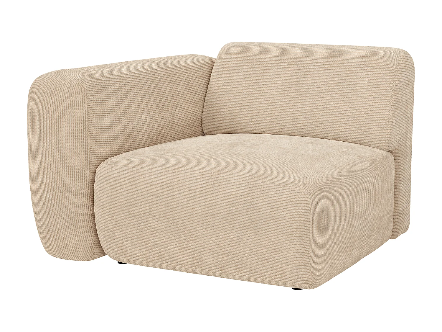 Module fauteuil d'angle gauche en velours côtelé fines côtes beige POGNI de Maison Céphy