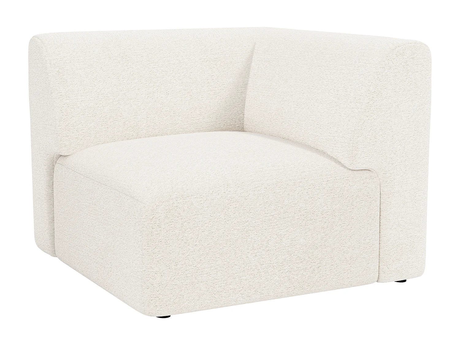 Module fauteuil d'angle en tissu bouclette blanc POGNI de Maison Céphy