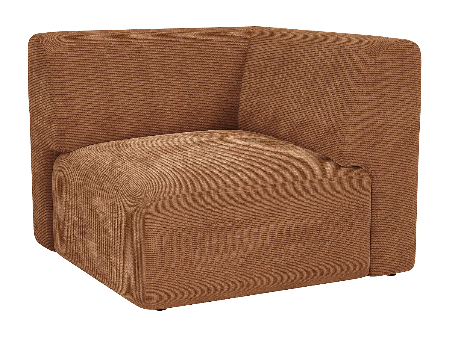 Module fauteuil d'angle en velours côtelé fines côtes terracotta POGNI de Maison Céphy