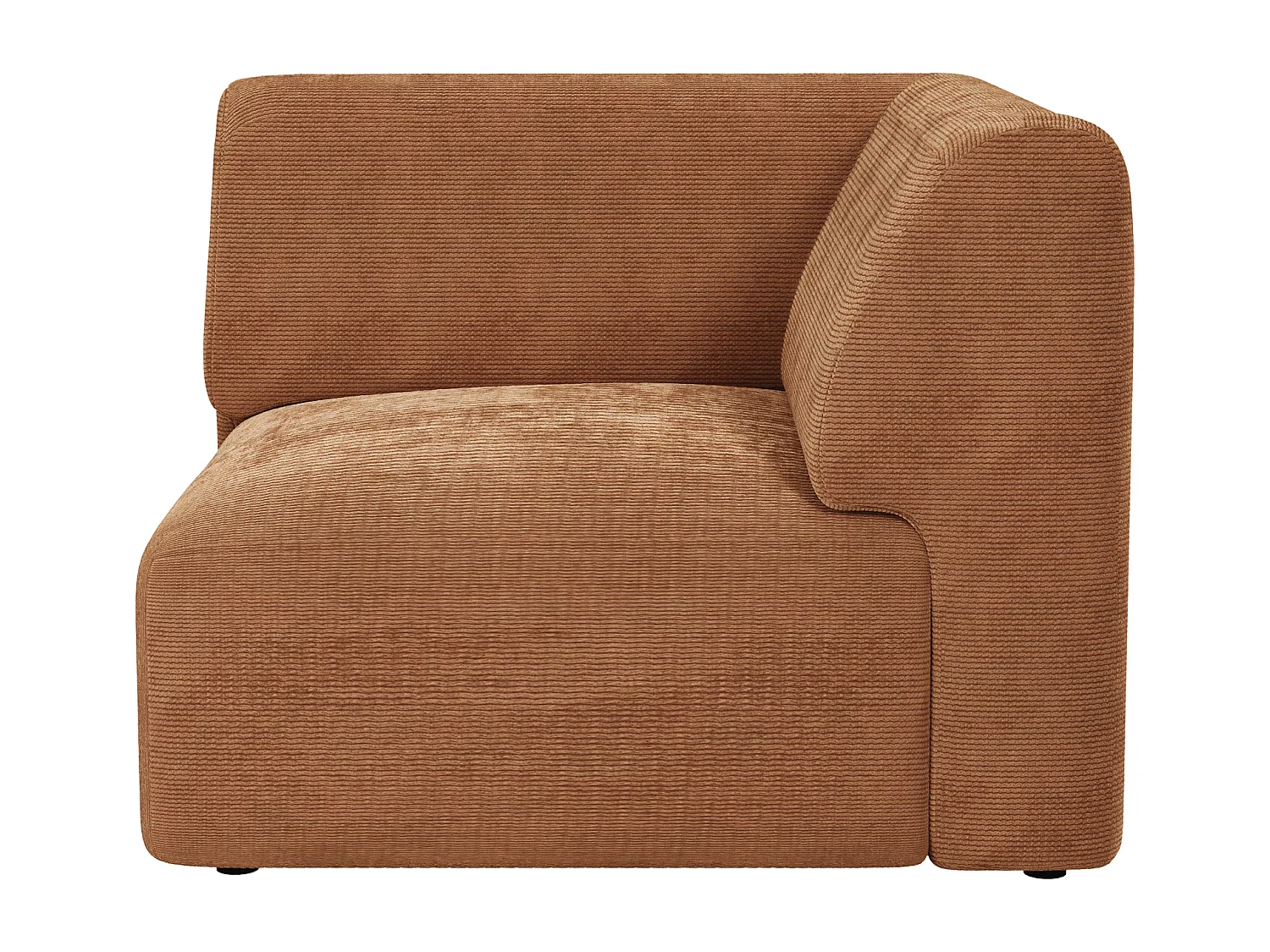 Module fauteuil d'angle en velours côtelé fines côtes terracotta POGNI de Maison Céphy