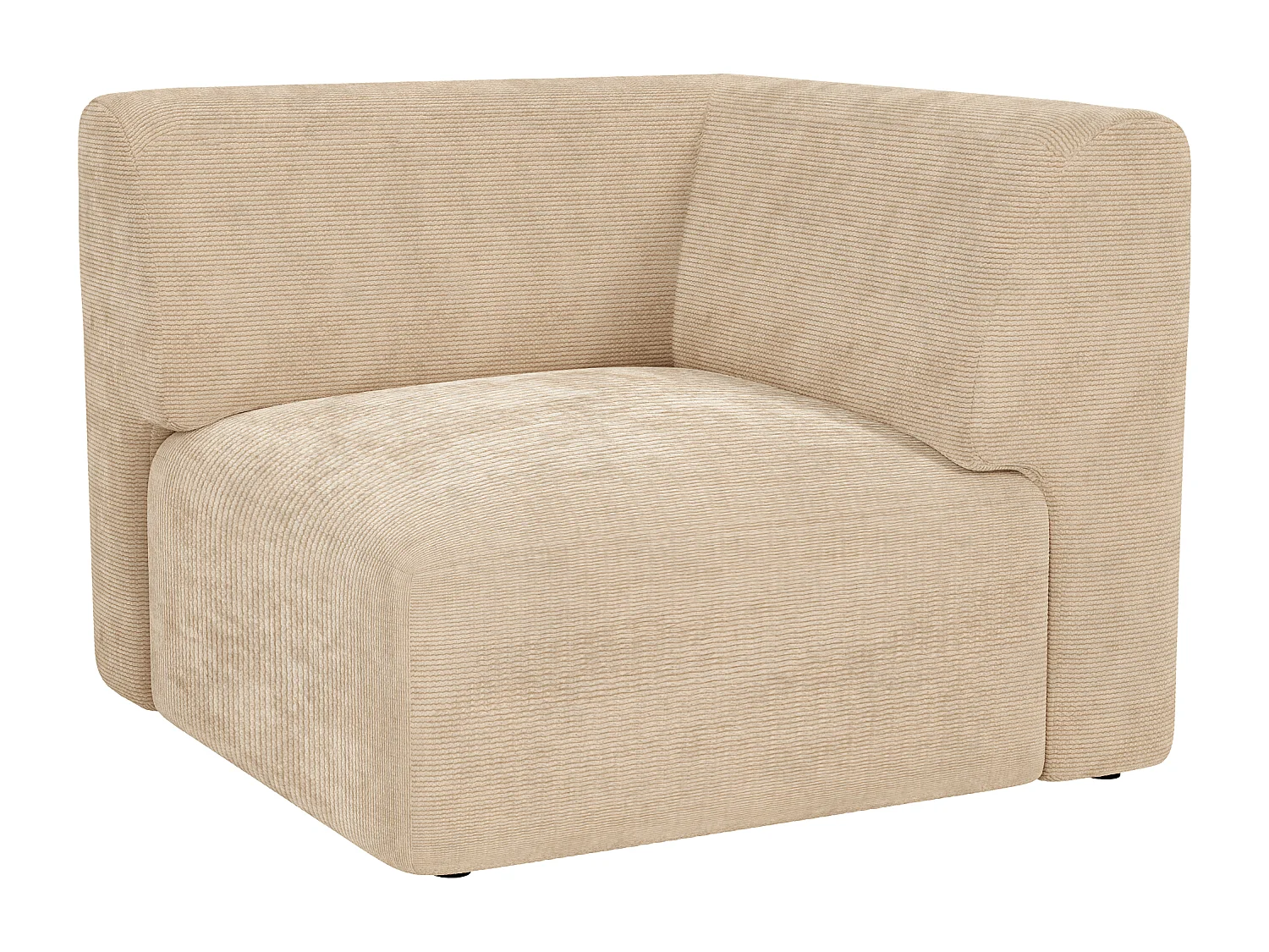 Module fauteuil d'angle en velours côtelé fines côtes beige POGNI de Maison Céphy