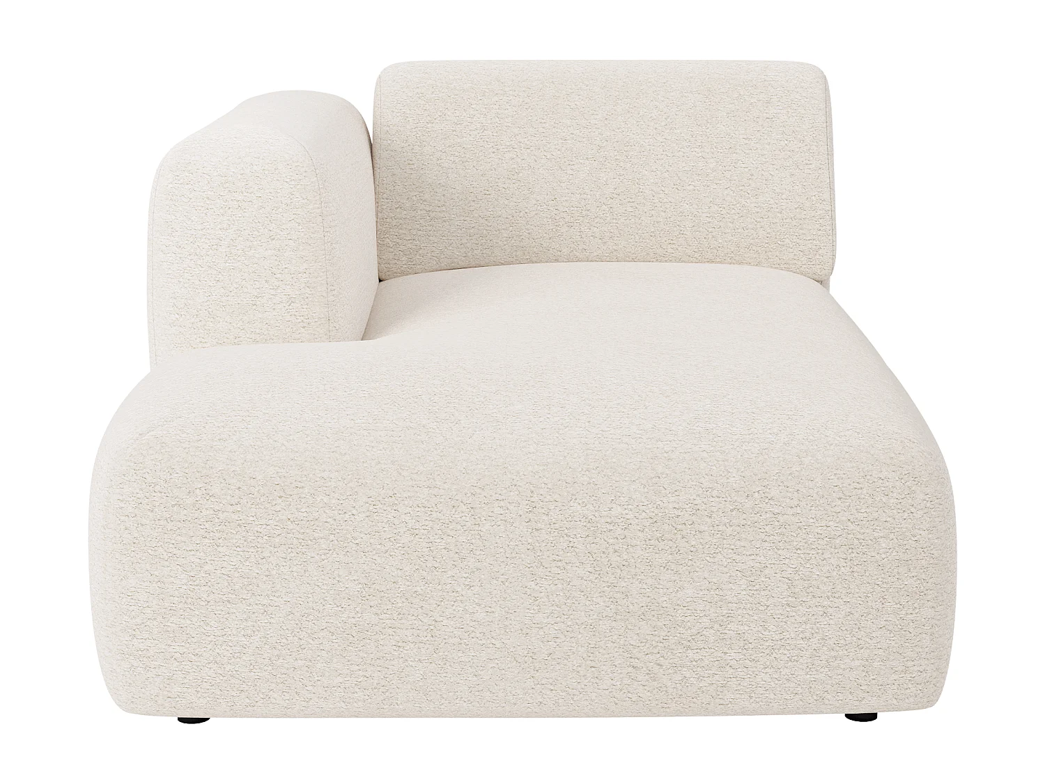 Module méridienne gauche avec accoudoir en tissu bouclette blanc POGNI de Maison Céphy