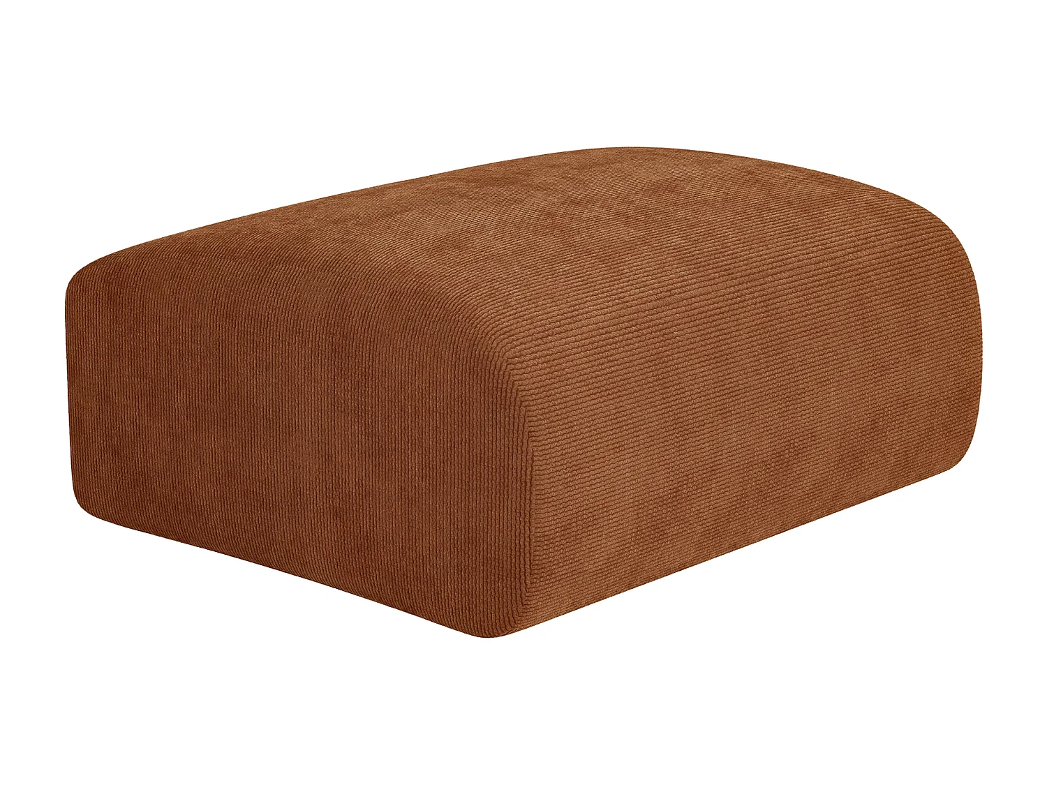 Pouf en velours côtelé fines côtes terracotta POGNI de Maison Céphy