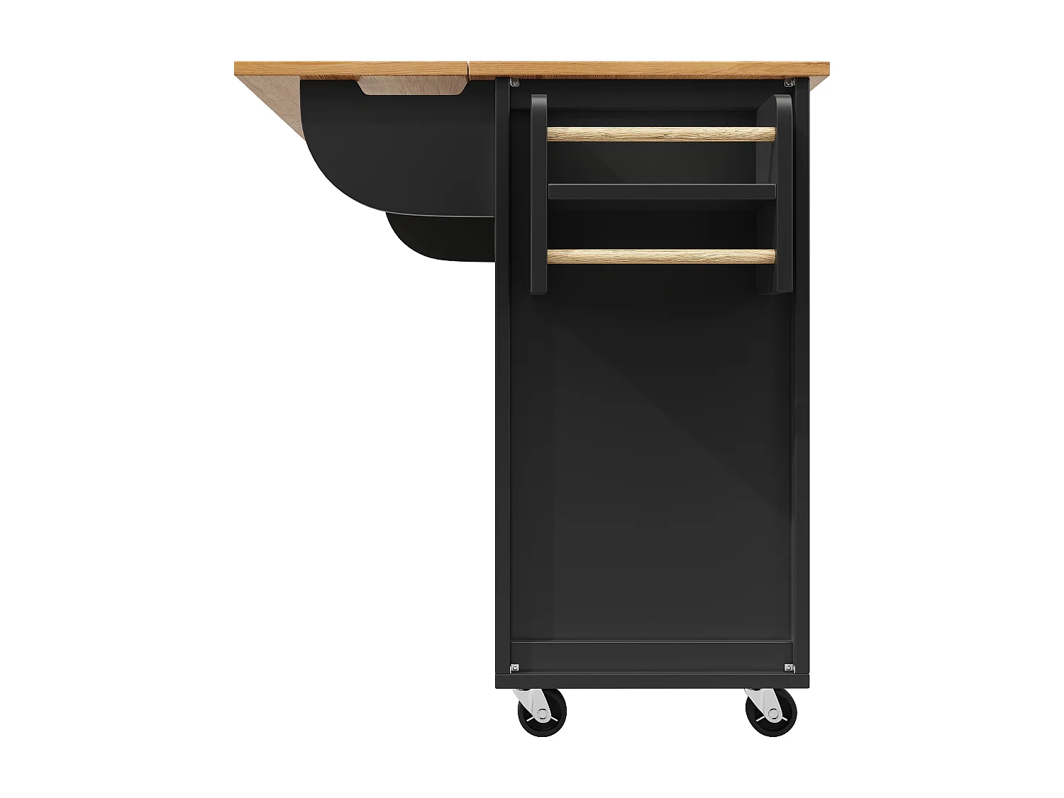 Desserte de cuisine 137.9x(45-73)x92.2 cm 2 portes et 2 tiroirs Îlot de cuisine avec plateau extensible - noir