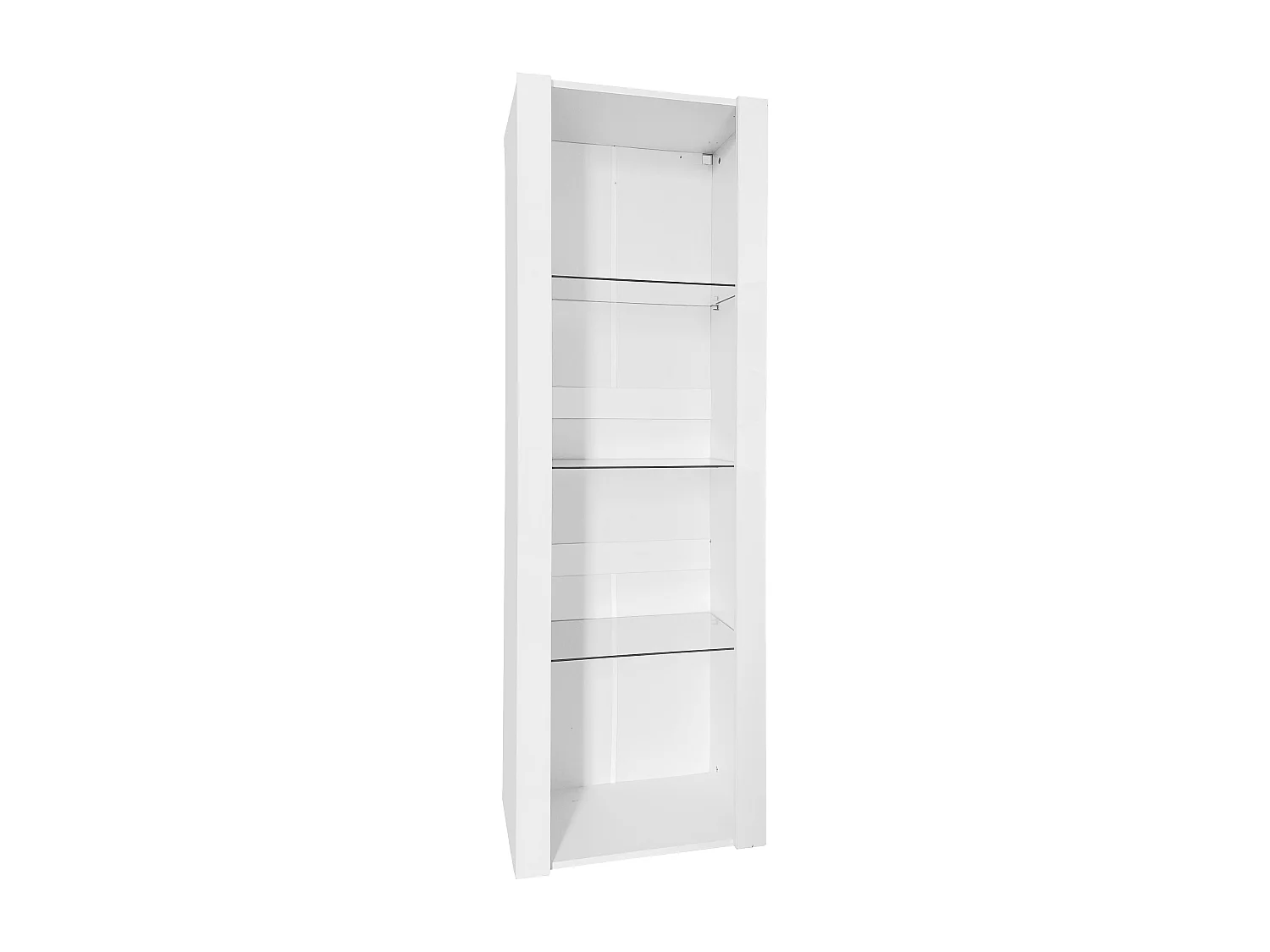 Vitrine 55x38x166 cm LED 1 porte et 3 étagères en verre - meuble de rangement - bois - blanc