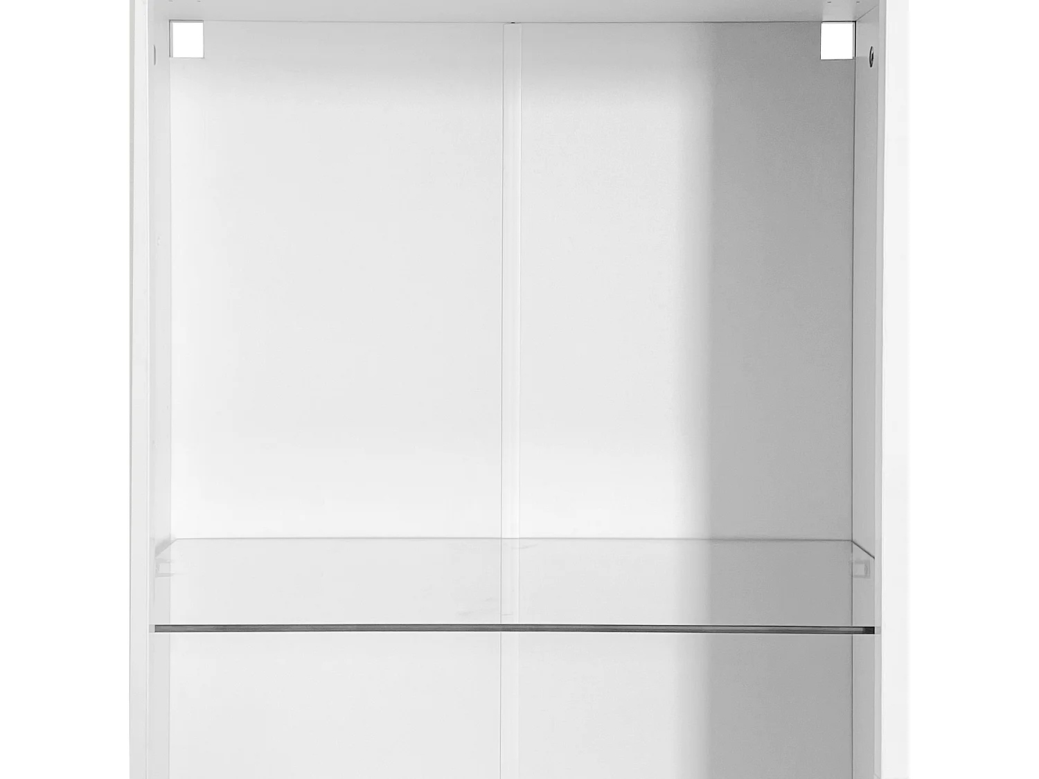 Vitrine 55x38x166 cm LED 1 porte et 3 étagères en verre - meuble de rangement - bois - blanc