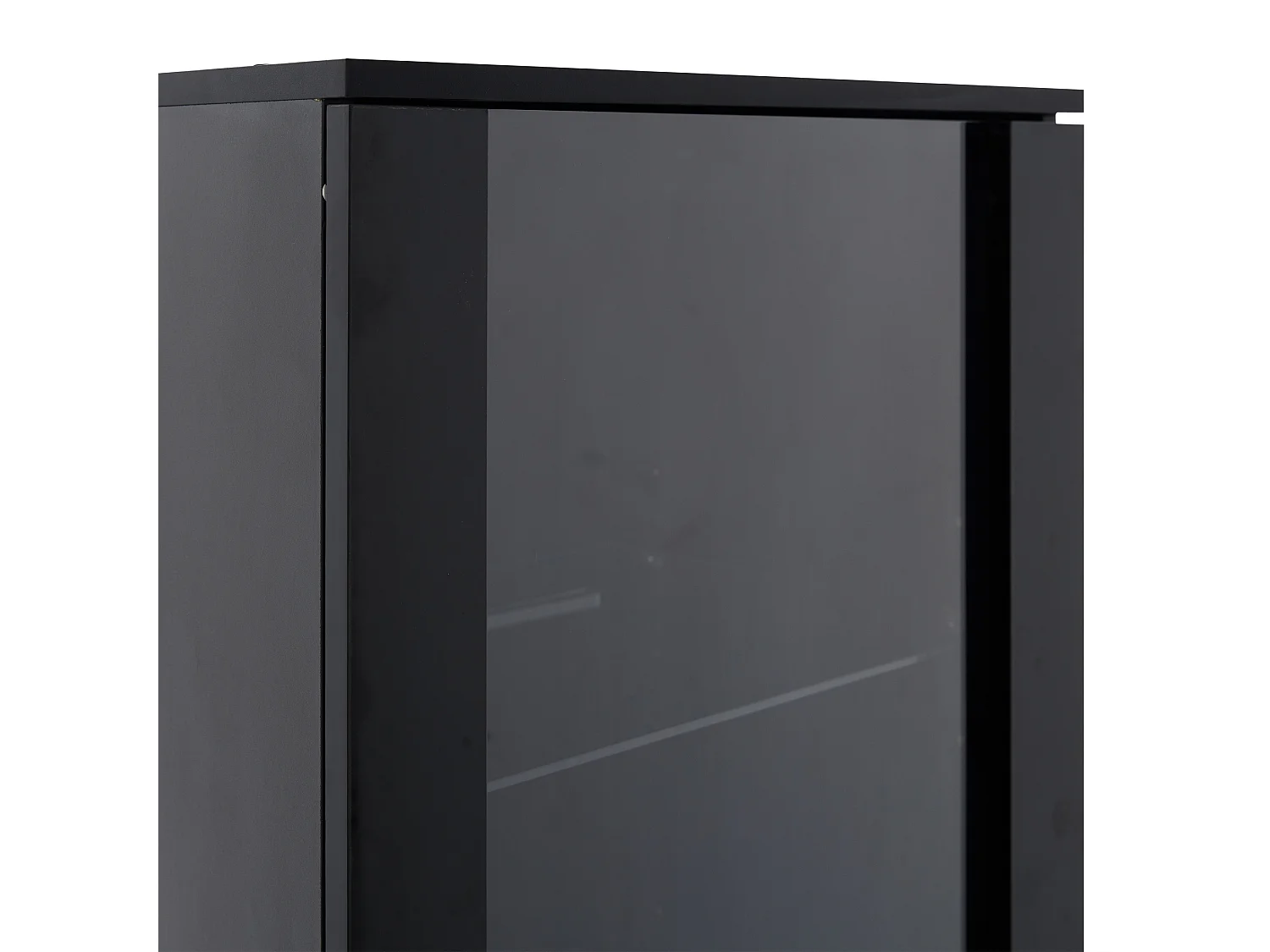 Vitrine (50x40x160 cm) LED 1 porte 1 tiroir - meuble de rangement en bois - noir