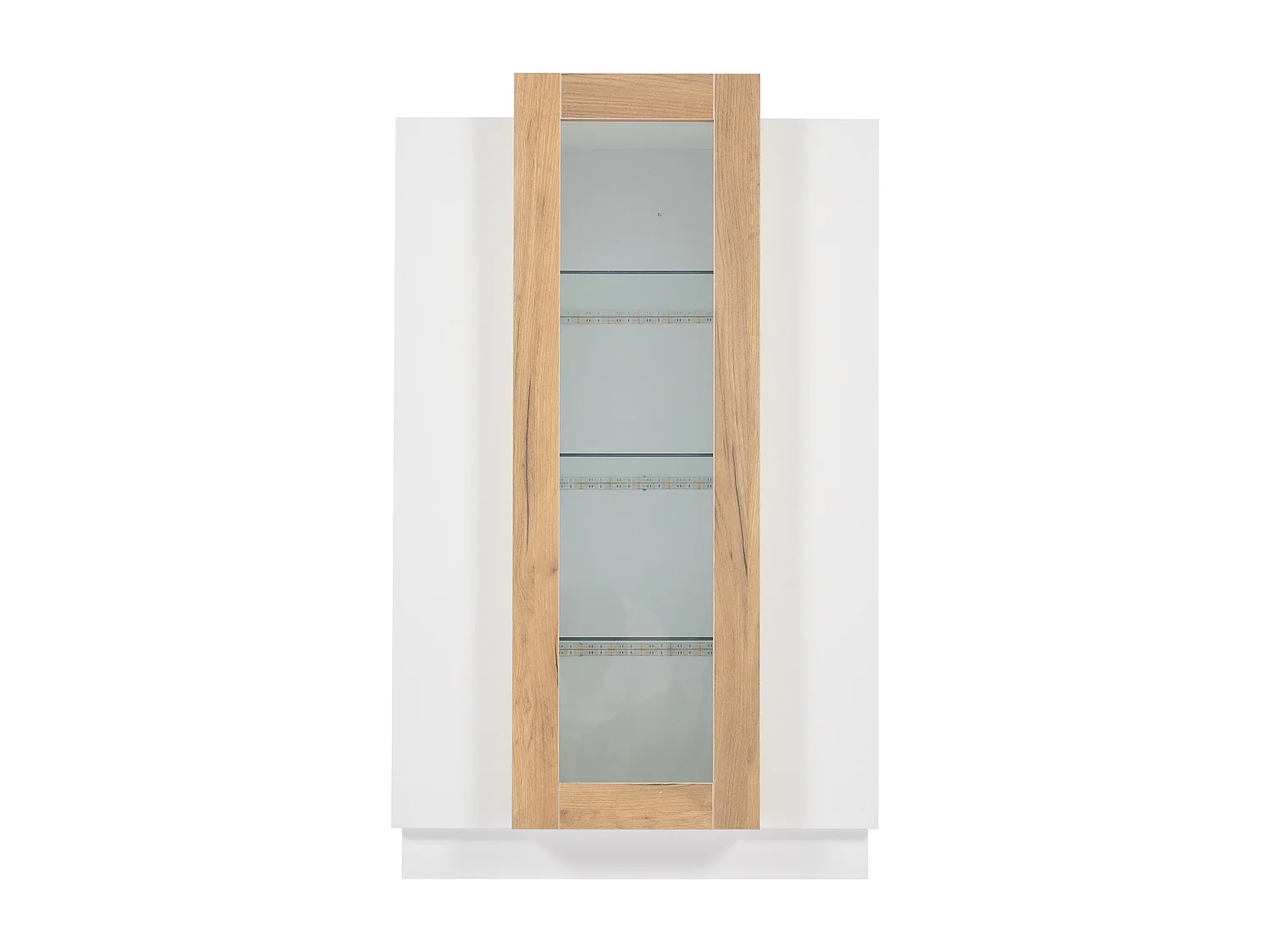 Vitrine de salon 74x40x120 cm, 3 portes, LED contrôlée par application, panneaux de particules, blanc et naturel