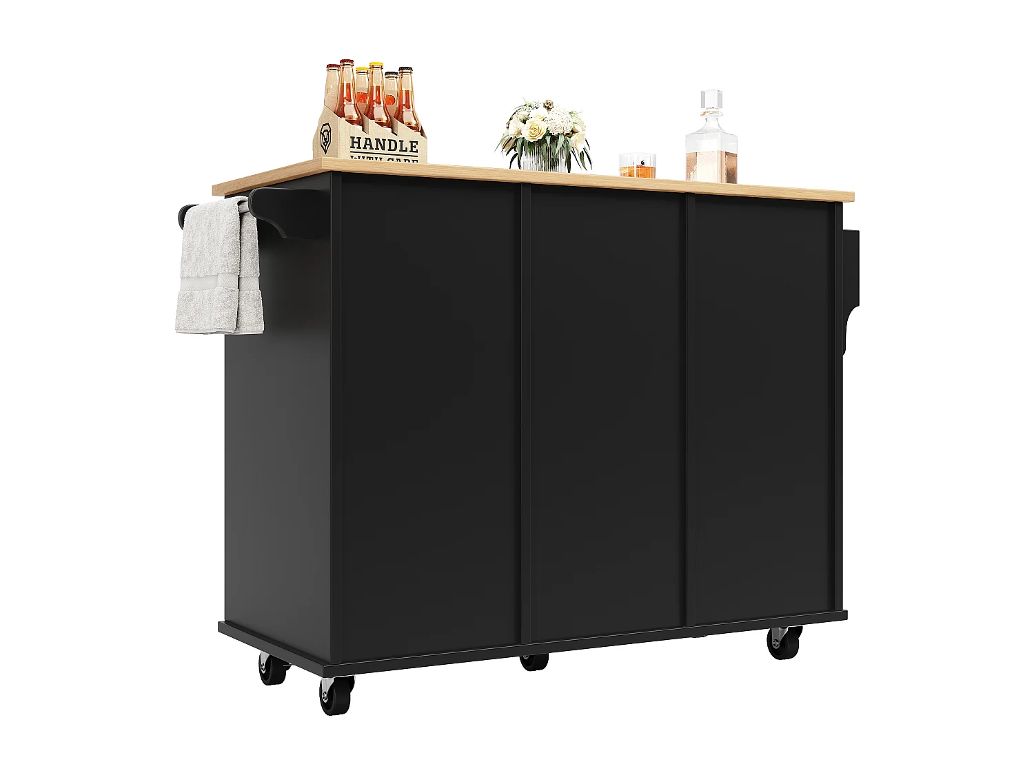 Desserte de cuisine 127x46x91.5 cm  1 porte et 4 tiroirs buffet avec cloisons amovibles - noir