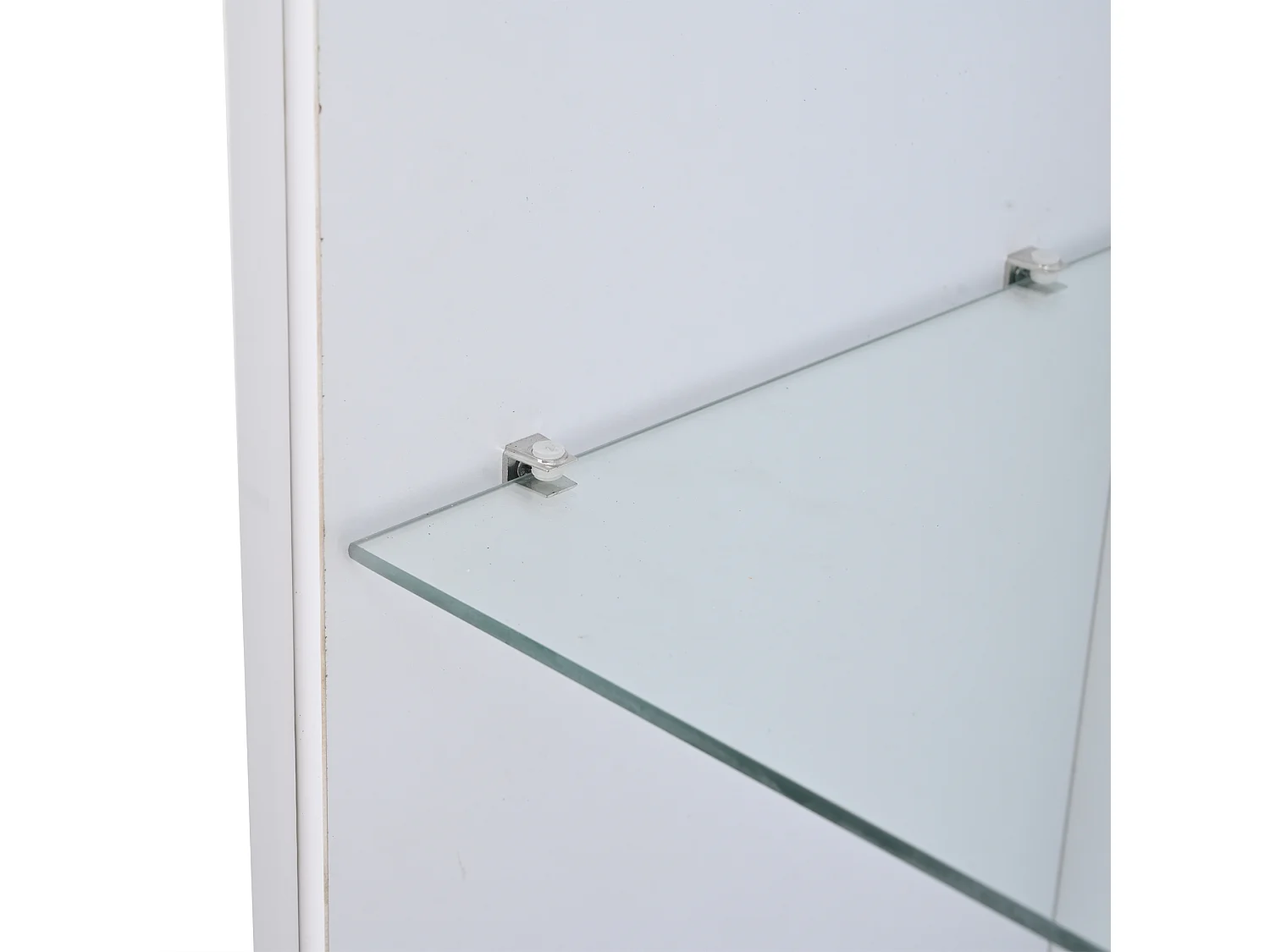 Vitrine 70x35x180 cm, 2 portes, 1 tiroir, éclairage LED réglable, verre trempé, panneaux de particules blancs