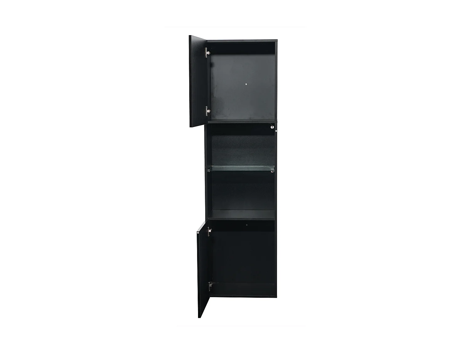 Vitrine 45x35x160 cm, éclairage LED, 1 étagère en verre trempé, panneau de particules noir brillant
