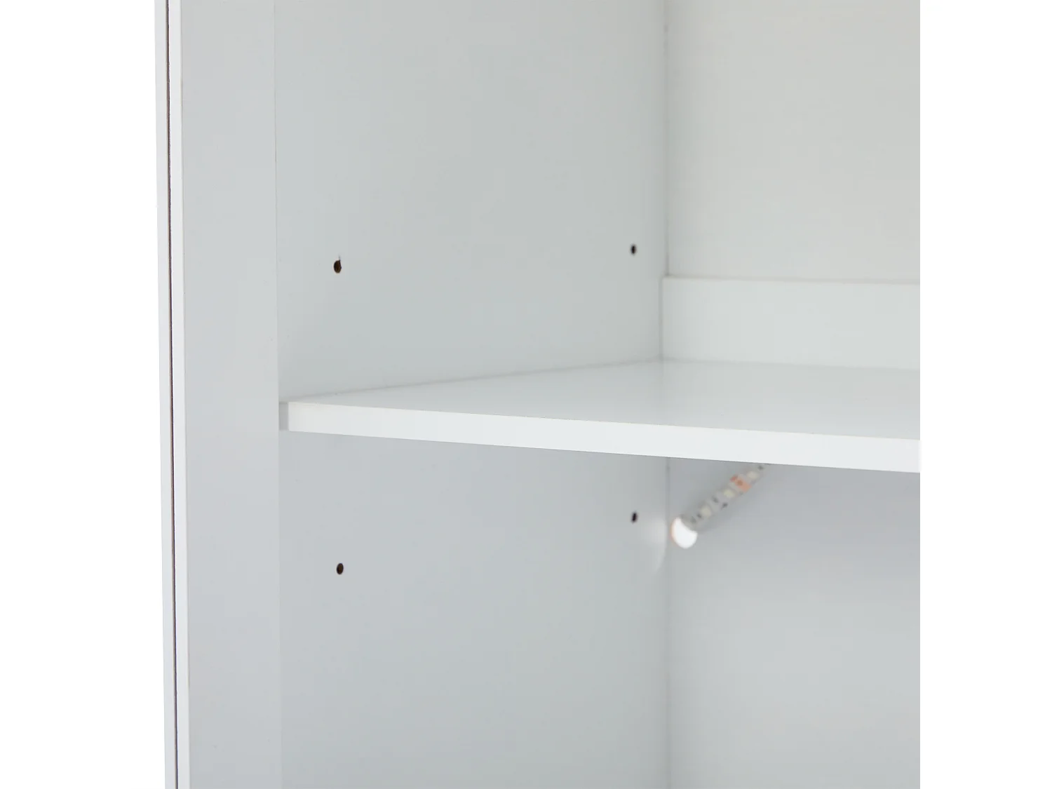 Vitrine 60x35.5x165 cm, LED 16 couleurs USB, 2 portes vitrées et 2 tiroirs, MDF et panneaux de particules blanc mat