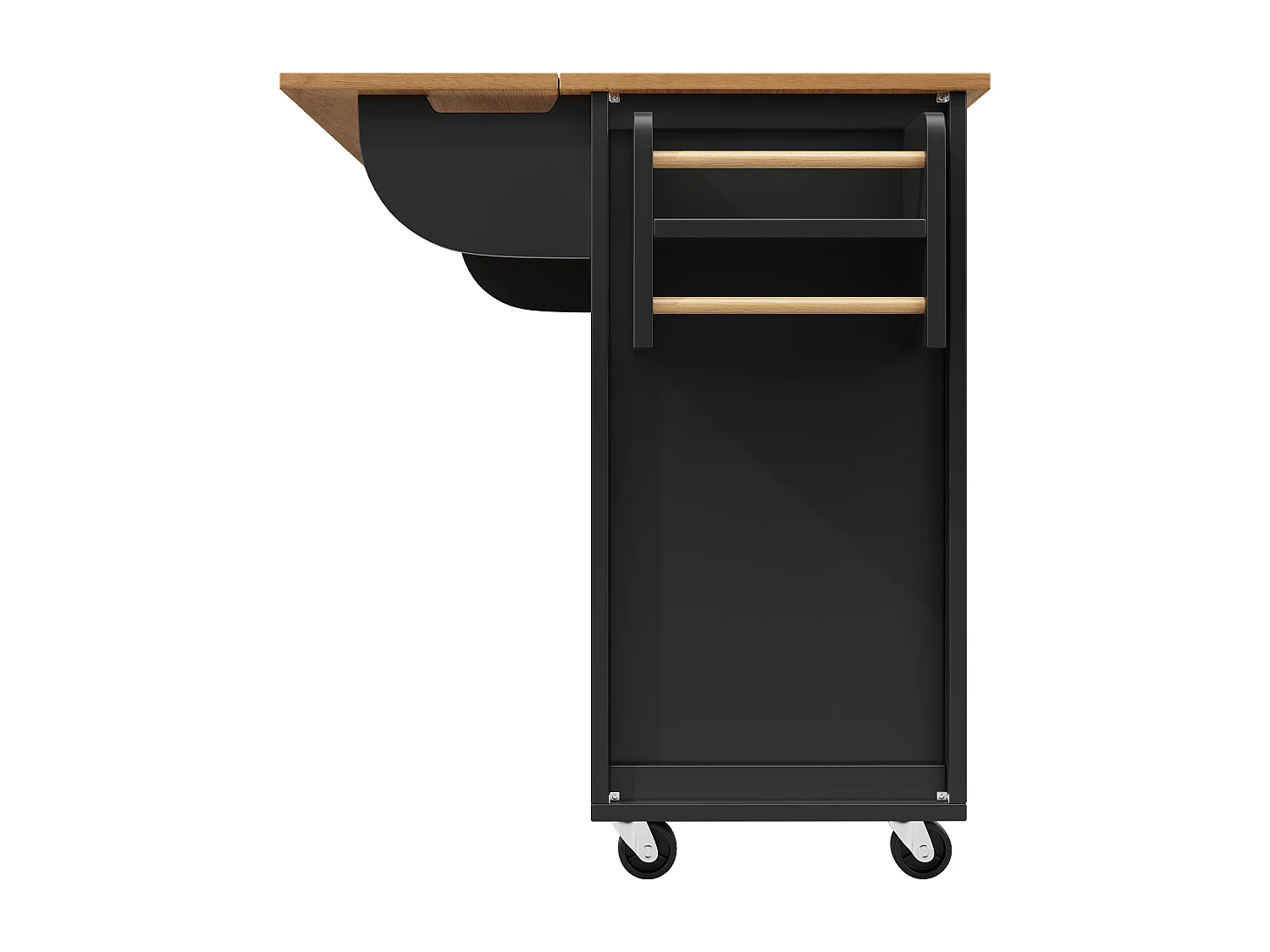 Desserte de cuisine 137.9x(40-73)x92.5 cm 2 portes et 4 tiroirs Îlot de cuisine avec plateau extensible - noir