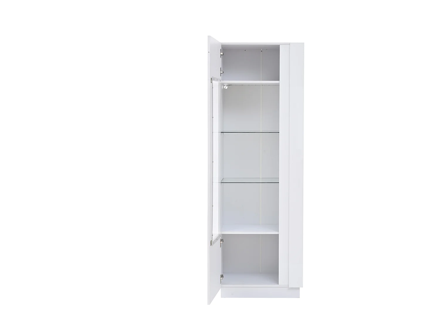 Vitrine 60x40x180 cm, porte en acrylique transparent avec LED, 5 niveaux, panneaux de particules, blanc