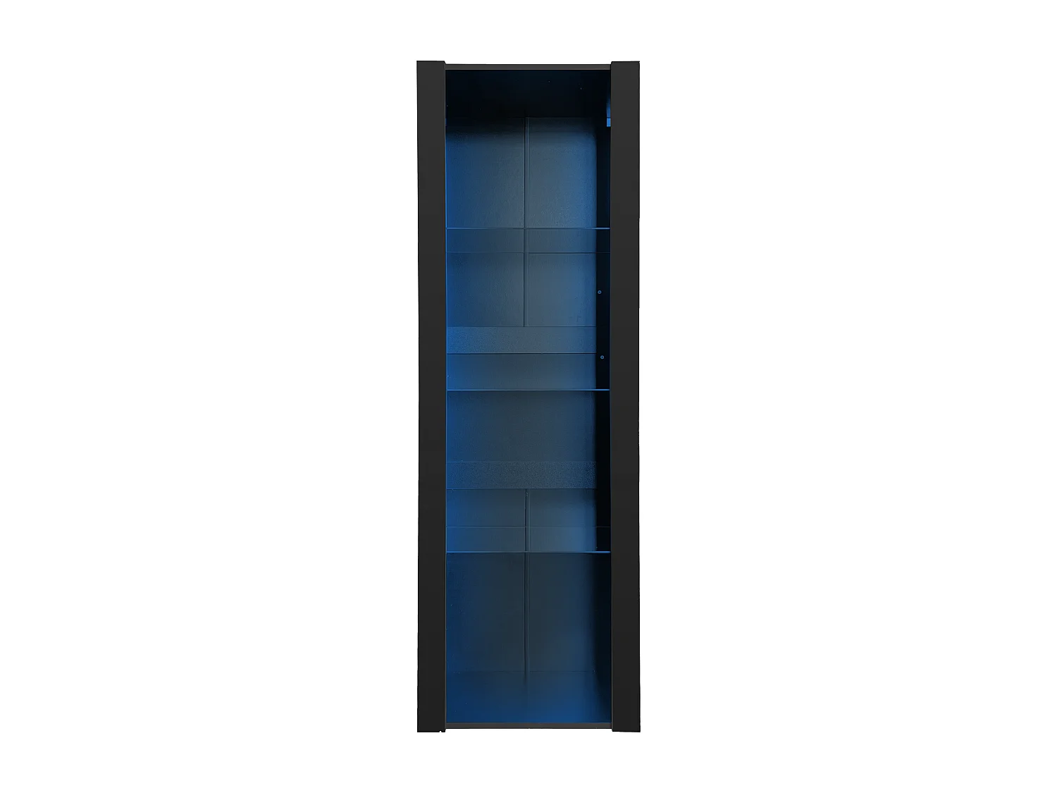 Vitrine 55x38x166 cm, LED contrôlée par application, 3 étagères en verre, panneaux de particules, noir