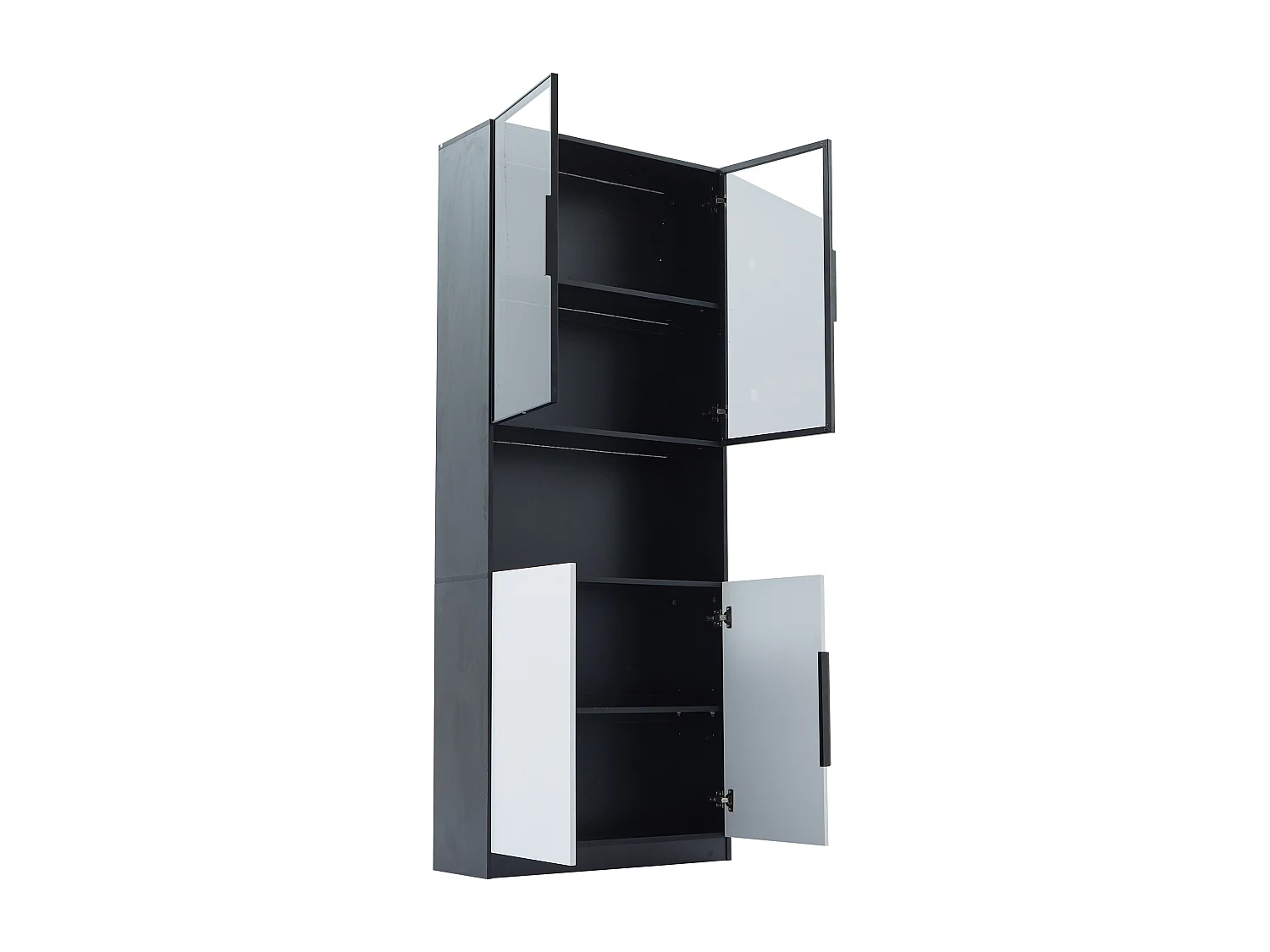 Vitrine 80x30x200 cm, portes en verre, éclairage LED réglable, rangement multifonction, panneau de particules blanc