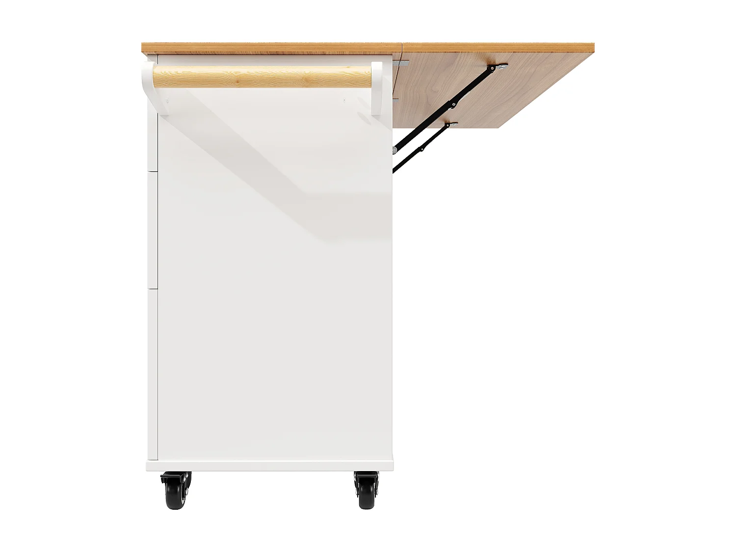 Desserte de cuisine 133x(37.3-70)x88 cm  3 portes et 3 tiroirs Îlot de cuisine avec plateau extensible - blanc