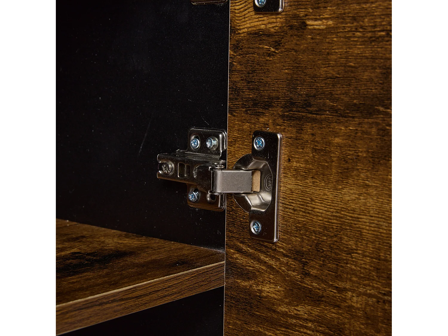 Vitrine 80x40x138 cm LED avec 2 portes 2 tiroirs - buffet avec rangement - bois - marron