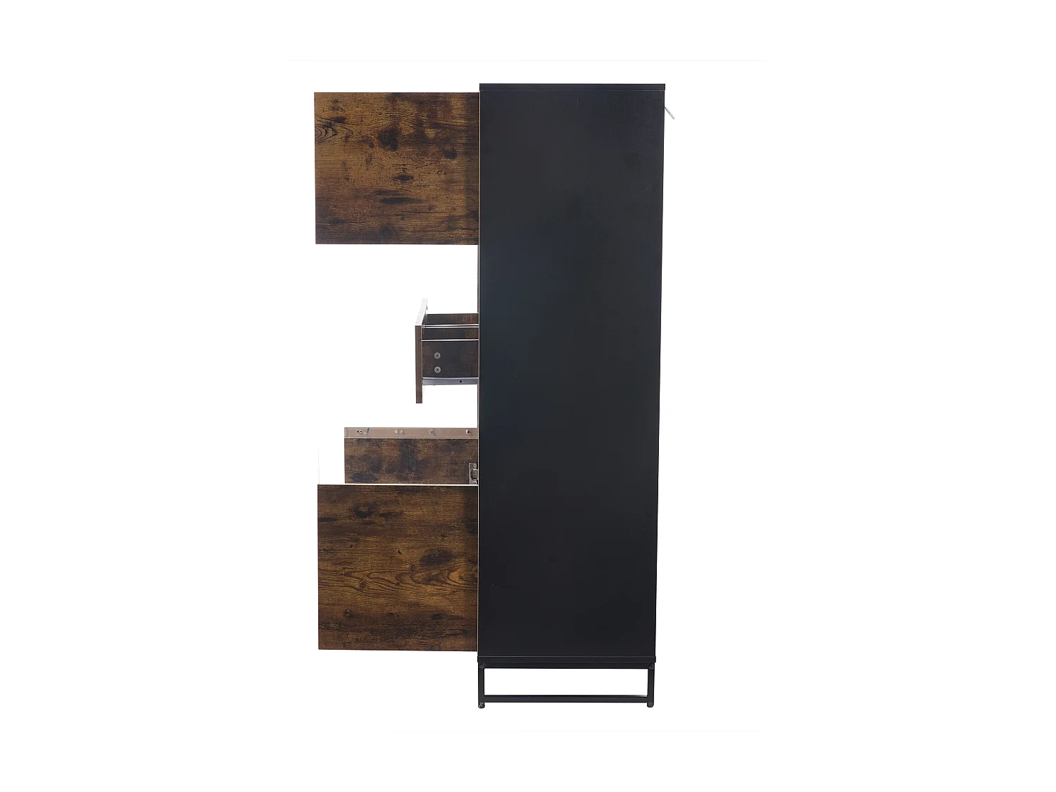 Vitrine 80x40x138 cm LED avec 2 portes 2 tiroirs - buffet avec rangement - bois - marron
