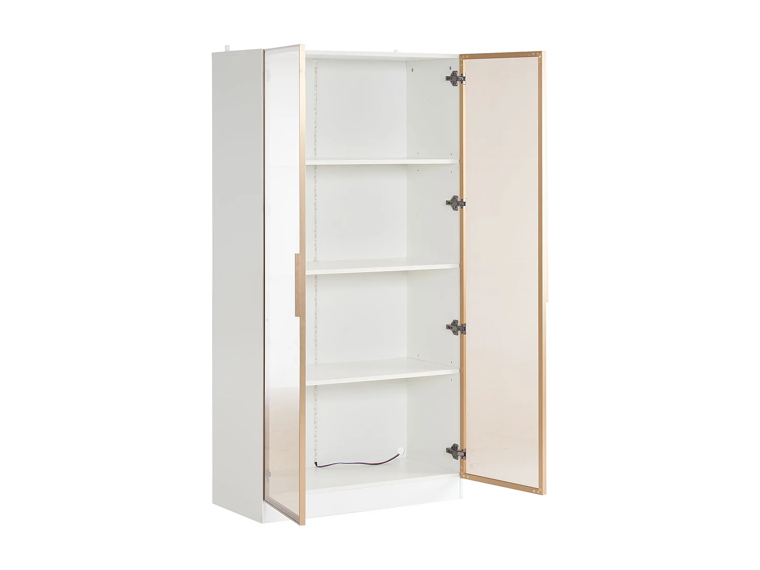Vitrine 80x40x160 cm, éclairage LED, étagères réglables, gestion des câbles, panneaux de particules blanc