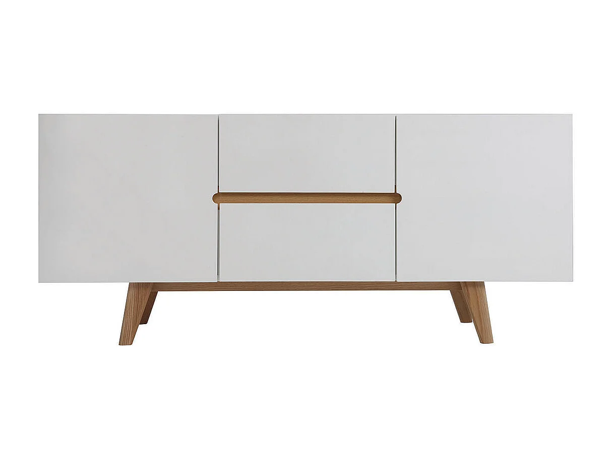Sideboard Skandinavienstil Weiß glänzend und Esche 160 cm MELKA