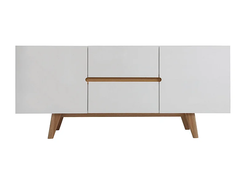 Sideboard Skandinavienstil Weiß glänzend und Esche 160 cm MELKA
