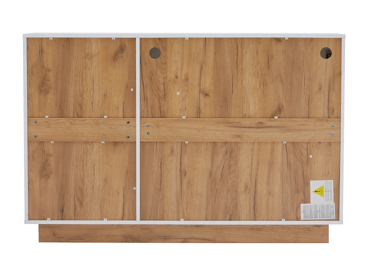 Buffet 138x38x90.5 cm LED avec 3 portes et verre décoratif - meuble de rangement - bois - blanc