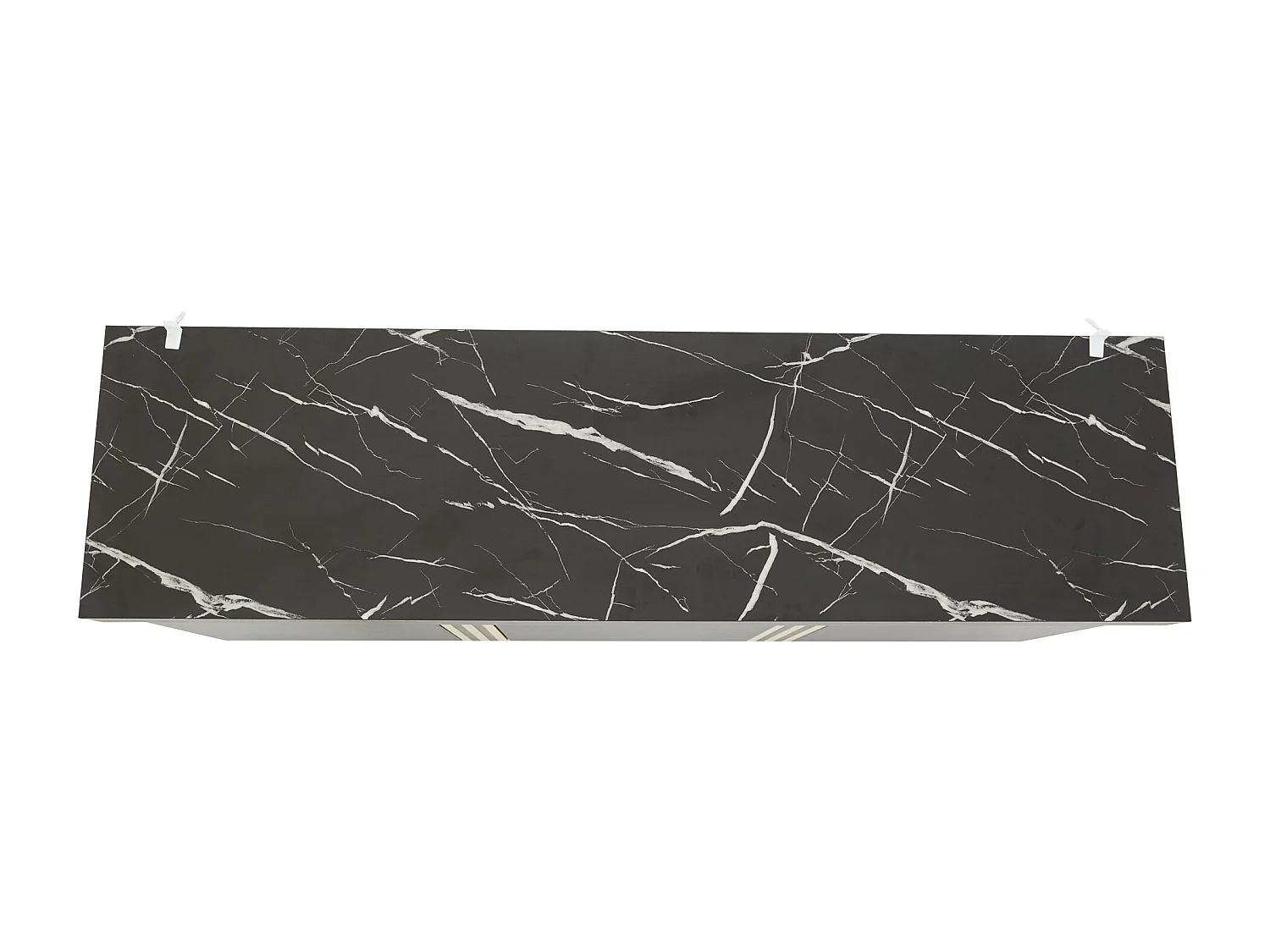 Buffet 140x38x70 cm avec 3 portes - plan de travail en marbre imitation et étagères réglables - bois - noir