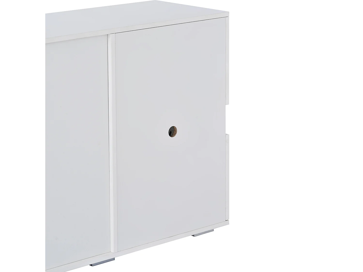 Buffet 140x35x72 cm LED avec 2 portes 4 tiroirs - meuble de rangement - bois - blanc