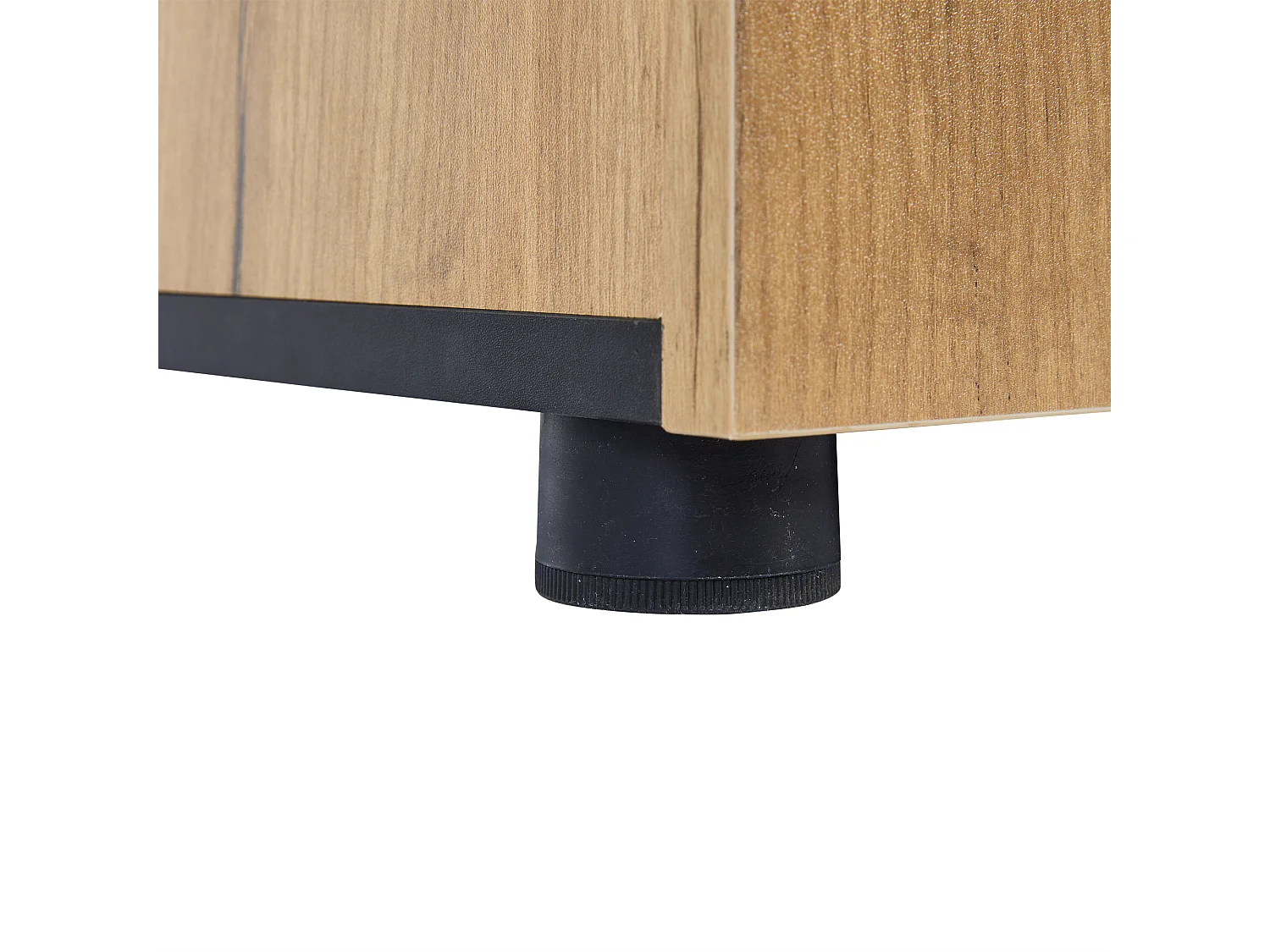 Buffet 140x40x80 cm  LED 1 porte 3 tiroirs 2 étagères en verre - meuble de rangement bois - marron