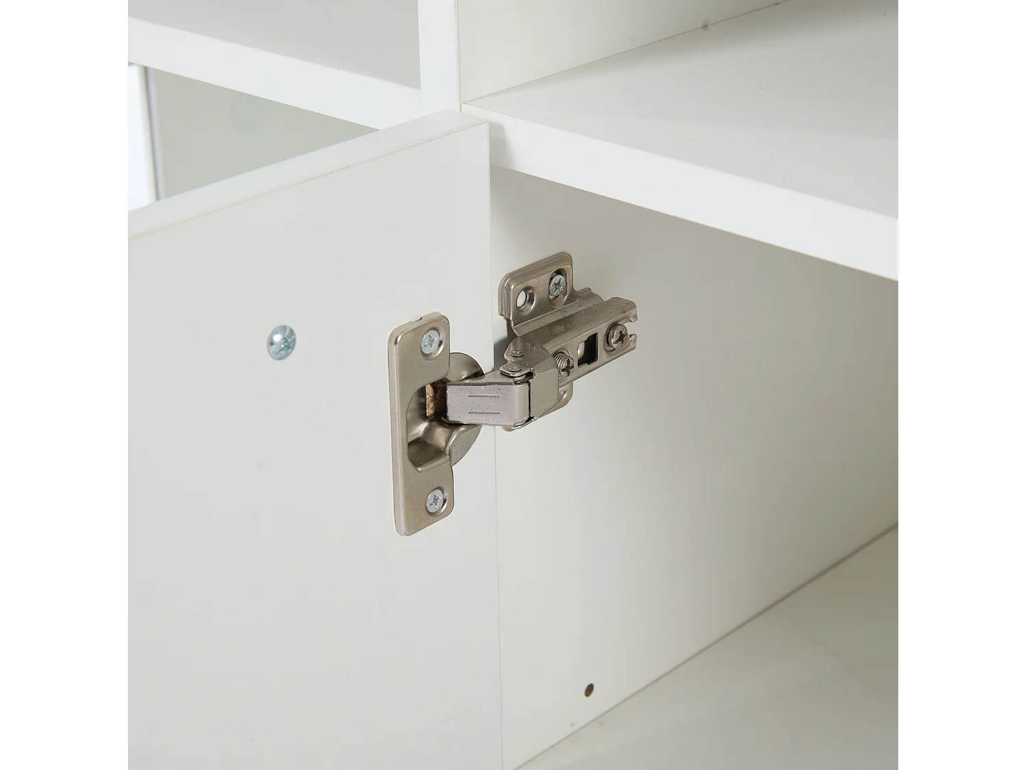 Buffet 140x40x70 cm avec LED en 4 portes et verre décoratif - meuble de rangement - bois - blanc