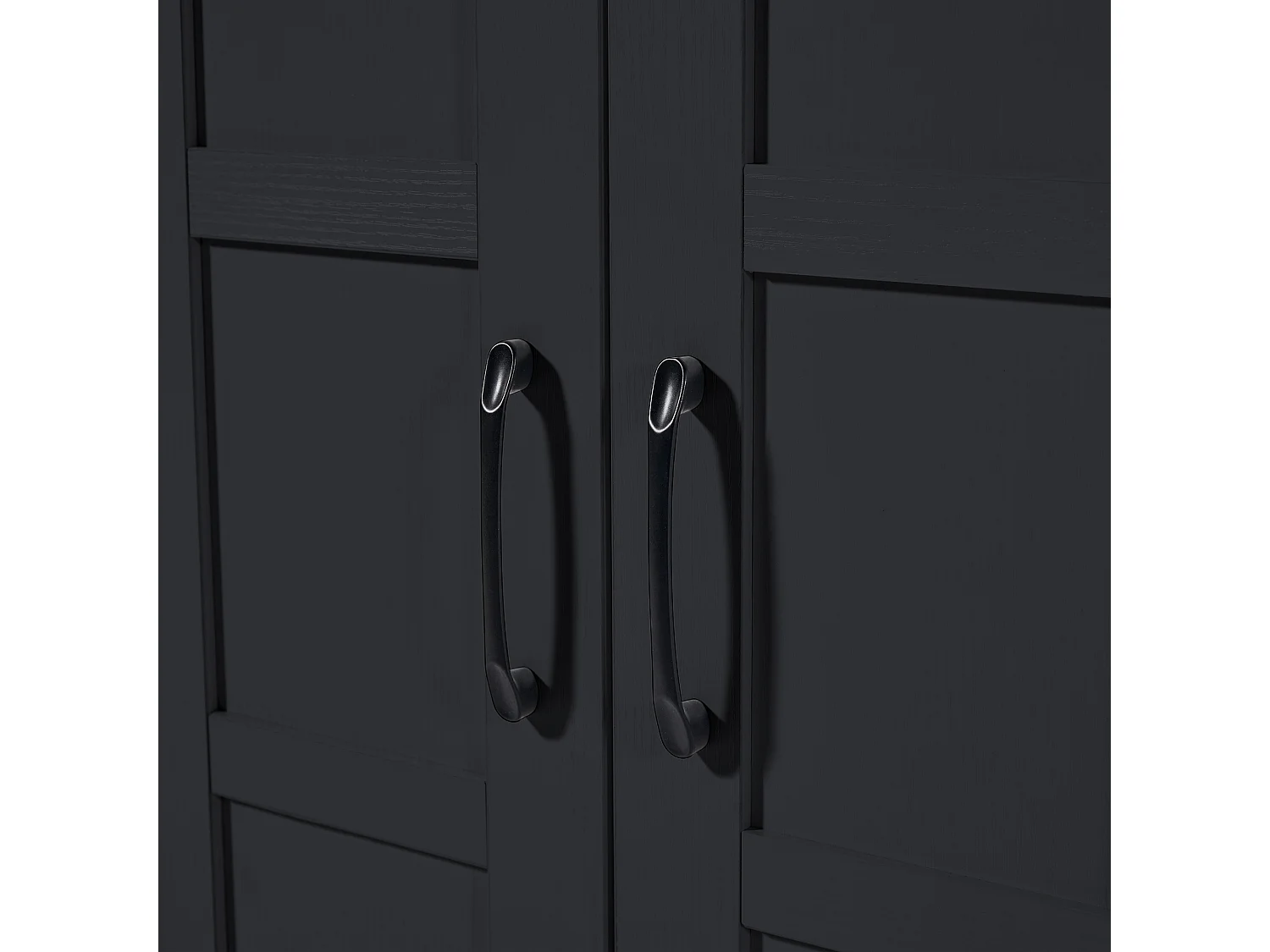 Meuble de bar (133-202)x54x93.5 cm 2 portes 2 tiroirs Îlot de cuisine en bois avec plateau extensible - noir